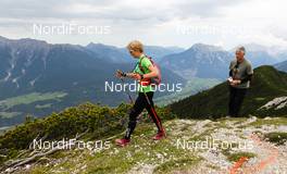 07.07.2011, Ehrwald, Austria (AUT): Stefanie Felgenhauer (GER) and behind the chief of the track Cristof Schellhammer (GER)  - Salomon 4 Trails, trail running, 43km, Ehrwald (AUT) - Imst (AUT). www.nordicfocus.com. Â© NordicFocus. Every downloaded picture is fee-liable.