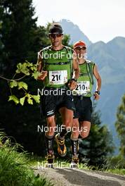 03.09.2011, Hirschegg, Kleinwalsertal, Austria (AUT): Miguel Caballero Ortega (ESP),TEAM TRANGOWORLD GORE-TEX SPAIN II , David Lopez Castan (ESP), TEAM TRANGOWORLD GORE-TEX SPAIN II             - Gore Tex Transalpine Run, trail running, 27km, Oberstdorf (GER) - Hirschegg (AUT). www.nordicfocus.com. © NordicFocus. Every downloaded picture is fee-liable.