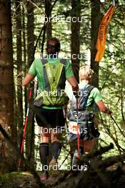 03.09.2011, Hirschegg, Kleinwalsertal, Austria (AUT): l-r: Kathrin Hoefler (GER), Team Craft Women, Stefanie Felgenhauer (Team Craft Women)    - Gore Tex Transalpine Run, trail running, 27km, Oberstdorf (GER) - Hirschegg (AUT). www.nordicfocus.com. © NordicFocus. Every downloaded picture is fee-liable.