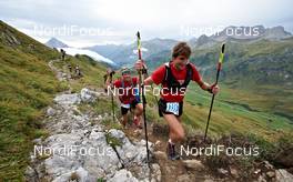 04.09.2011, Schruns, Austria (AUT): racers in the beautiful scenery of Vorarlberg   - Gore Tex Transalpine Run, trail running, 53km, Hirschegg (AUT) - Schruns (AUT). www.nordicfocus.com. © NordicFocus. Every downloaded picture is fee-liable.