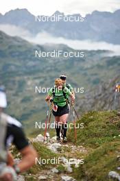 04.09.2011, Schruns, Austria (AUT): l-r: Stefanie Felgenhauer (Team Craft Women), Kathrin Hoefler (GER), Team Craft Women    - Gore Tex Transalpine Run, trail running, 53km, Hirschegg (AUT) - Schruns (AUT). www.nordicfocus.com. © NordicFocus. Every downloaded picture is fee-liable.