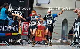 04.09.2011, Schruns, Austria (AUT): l-r: David Lopez Castan (ESP), TEAM TRANGOWORLD GORE-TEX SPAIN II, Miguel Caballero Ortega (ESP),TEAM TRANGOWORLD GORE-TEX SPAIN II     - Gore Tex Transalpine Run, trail running, 53km, Hirschegg (AUT) - Schruns (AUT). www.nordicfocus.com. © NordicFocus. Every downloaded picture is fee-liable.