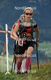 07.09.2011, Scuol, Switzerland (SUI): Maija Oravamaki (FIN), TEAM BUFF THERMOCOOL    - Gore Tex Transalpine Run, trail running, 6km, Scuol (SUI). www.nordicfocus.com. © NordicFocus. Every downloaded picture is fee-liable.