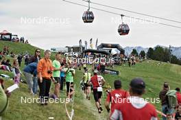 07.09.2011, Scuol, Switzerland (SUI): the finish area at Motta Naluns   - Gore Tex Transalpine Run, trail running, 6km, Scuol (SUI). www.nordicfocus.com. © NordicFocus. Every downloaded picture is fee-liable.