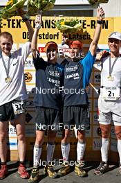 10.09.2011, Latsch, Italy (ITA): l-r: David Lopez Castan (ESP), TEAM TRANGOWORLD GORE-TEX SPAIN II, Miguel Caballero Ortega (ESP),TEAM TRANGOWORLD GORE-TEX SPAIN II     - Gore Tex Transalpine Run, trail running, 30km, Schlanders (ITA) - Latsch (ITA). www.nordicfocus.com. © NordicFocus. Every downloaded picture is fee-liable.