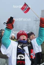 25.02.2011, Oslo, Norway (NOR): enthusiastic spectator - FIS nordic world ski championships, ski jumping, individual HS106 women, Oslo (NOR). www.nordicfocus.com. © Hemmersbach/NordicFocus. Every downloaded picture is fee-liable.