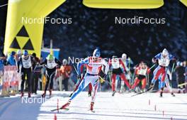 23.01.2010, Lienz, Austria (AUT): Fabio Santus, (ITA), Fischer, Alpina, Swix, leads the final sprint - FIS Marathon Cup Dolomitenlauf, Lienz (AUT). www.nordicfocus.com. © Felgenhauer/NordicFocus. Every downloaded picture is fee-liable.