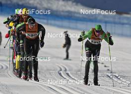 30.01.2011, Val di Fiemme / Val di Fassa, Italy (ITA): the chasing group, l-r: Stanislav Rezac (CZE), Madshus, Swix, Rottefella and Anders Aukland (NOR), Team Xtra, Atomic, One Way, Craft  - FIS Marathon Cup Marcialonga, Val di Fiemme / Val di Fassa (ITA). www.nordicfocus.com. © Hemmersbach/NordicFocus. Every downloaded picture is fee-liable.