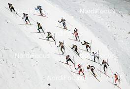 30.01.2011, Val di Fiemme / Val di Fassa, Italy (ITA): helicopter view, skiers in uphill, feature, group - FIS Marathon Cup Marcialonga, Val di Fiemme / Val di Fassa (ITA). www.nordicfocus.com. © Hemmersbach/NordicFocus. Every downloaded picture is fee-liable.