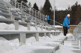 13.01.2012, Nove Mesto, Czech Republic (CZE): Event Feature: cleaning the grand stands - IBU world cup biathlon, training, Nove Mesto (CZE). www.nordicfocus.com. © Manzoni/NordicFocus. Every downloaded picture is fee-liable.