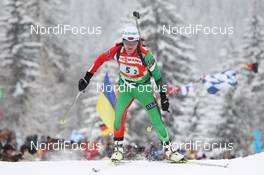 21.01.2012, Antholz, Italy (ITA): Liudmila Kalinchik (BLR), Fischer, Rottefella - IBU world cup biathlon, relay women, Antholz (ITA). www.nordicfocus.com. © Manzoni/NordicFocus. Every downloaded picture is fee-liable.