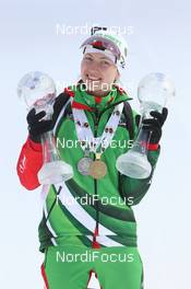 18.03.2012, Khanty-Mansiysk, Russia (RUS): Darya Domracheva (BLR), Fischer, Rottefella, Leki - IBU world cup biathlon, cups, Khanty-Mansiysk (RUS). www.nordicfocus.com. © Manzoni/NordicFocus. Every downloaded picture is fee-liable.