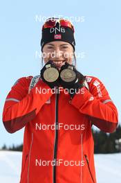 15.03.2012, Ruhpolding, Germany (GER): Synnoeve Solemdal (NOR), Madshus, Rottefella, Swix, ODLO - IBU world championships biathlon, medals, Ruhpolding (GER). www.nordicfocus.com. © Manzoni/NordicFocus. Every downloaded picture is fee-liable.