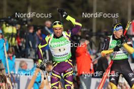 01.03.2012, Ruhpolding, Germany (GER): Simon Fourcade (FRA), Fischer, Rottefella, Rossignol, Swix, Odlo - IBU world championships biathlon, relay mixed, Ruhpolding (GER). www.nordicfocus.com. © Manzoni/NordicFocus. Every downloaded picture is fee-liable.