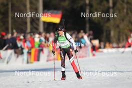 01.03.2012, Ruhpolding, Germany (GER): Zina Kocher (CAN), Atomic, Leki, Odlo - IBU world championships biathlon, relay mixed, Ruhpolding (GER). www.nordicfocus.com. © Manzoni/NordicFocus. Every downloaded picture is fee-liable.