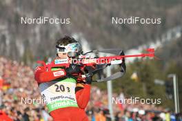 01.03.2012, Ruhpolding, Germany (GER): Ole Einar Bjoerndalen (NOR), Madshus, Rottefella, Odlo - IBU world championships biathlon, relay mixed, Ruhpolding (GER). www.nordicfocus.com. © Manzoni/NordicFocus. Every downloaded picture is fee-liable.