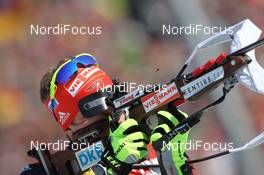 03.03.2012, Ruhpolding, Germany (GER): Florian Graf (GER), Rossignol, Rottefella, Leki, adidas - IBU world championships biathlon, sprint men, Ruhpolding (GER). www.nordicfocus.com. © Manzoni/NordicFocus. Every downloaded picture is fee-liable.