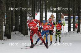 16.12.2012, Pokljuka, Slovenia (SLO): Emil Hegle Svendsen (NOR), Madshus, Rottefella, Swix, Odlo, Carl-Johan Bergman (SWE), Rossignol, Rottefella, Leki, adidas - IBU world cup biathlon, mass men, Pokljuka (SLO). www.nordicfocus.com. © Manzoni/NordicFocus. Every downloaded picture is fee-liable.