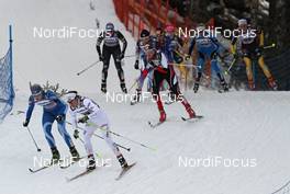 01.01.2012, Oberstdorf, Germany (GER): in front l-r: Anne Kylloenen (FIN), Fischer, Swix, Craft, Rottefella, Anna Haag (SWE), Atomic, Salomon, One Way, Craft, behind Katerina Smutna (AUT), Fischer, Rottefella, Madshus, One Way, Loeffler  - FIS world cup cross-country, tour de ski, skiathlon women, Oberstdorf (GER). www.nordicfocus.com. © Hemmersbach/NordicFocus. Every downloaded picture is fee-liable.
