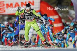 08.01.2012, Val di Fiemme, Italy (ITA): group, in front Barbara Jezersek (SLO), Atomic, One Way  - FIS world cup cross-country, tour de ski, final climb women, Val di Fiemme (ITA). www.nordicfocus.com. © Hemmersbach/NordicFocus. Every downloaded picture is fee-liable.