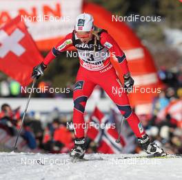 08.01.2012, Val di Fiemme, Italy (ITA): 3rd Therese Johaug (NOR), Fischer, Salomon, Swix  - FIS world cup cross-country, tour de ski, final climb women, Val di Fiemme (ITA). www.nordicfocus.com. © Hemmersbach/NordicFocus. Every downloaded picture is fee-liable.