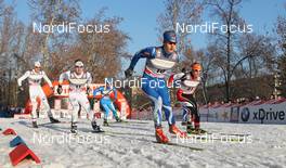 14.01.2012, Milano, Italy (ITA): group, l-r: Johan Edin (SWE), Rossignol, Rottefella, Swix, Craft, Robin Bryntesson (SWE). Fischer, Salomon, Craft, Swix, Anssi Pentsinen (FIN), Fischer, Rottefella, Alpina, Bernhard Tritscher (AUT), Fischer, Rottefella, One Way, Loeffler  - FIS world cup cross-country, individual sprint, Milano (ITA). www.nordicfocus.com. © Hemmersbach/NordicFocus. Every downloaded picture is fee-liable.