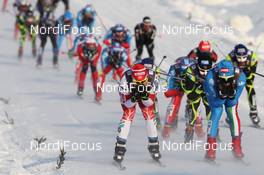 04.02.2012, Rybinsk, Russia (RUS): group, in front l-r: Ivan Babikov (CAN), Salomon, One Way and Giorgio di Centa (ITA), Fischer, Alpina, Rottefella, Swix, Rudy Project  - FIS world cup cross-country, mass men, Rybinsk (RUS). www.nordicfocus.com. © Hemmersbach/NordicFocus. Every downloaded picture is fee-liable.