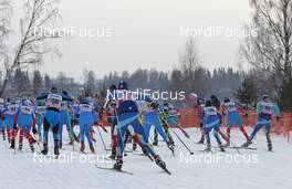 04.02.2012, Rybinsk, Russia (RUS): after the start - FIS world cup cross-country, mass women, Rybinsk (RUS). www.nordicfocus.com. © Hemmersbach/NordicFocus. Every downloaded picture is fee-liable.