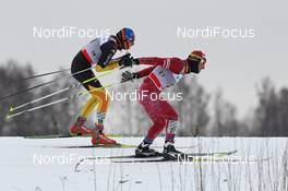 05.02.2012, Rybinsk, Russia (RUS): l-r: Tim Tscharnke (GER), Fischer, Alpina, Rottefella, Swix, Adidas, Martin Bajcicak (SVK), Fischer, Salomon, Swix, Odlo  - FIS world cup cross-country, skiathlon men, Rybinsk (RUS). www.nordicfocus.com. © Hemmersbach/NordicFocus. Every downloaded picture is fee-liable.