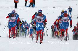 05.02.2012, Rybinsk, Russia (RUS): l-r: Dimitri Japarov (RUS), Fischer, Rottefella, Alpina, Swix, Adidas, Alexander Bessmertnykh (RUS), Madshus, Rottefella, Alpina, Swix, Adidas, Sergey Turychev (RUS), Madshus, Rottefella, Swix, Adidas  - FIS world cup cross-country, skiathlon men, Rybinsk (RUS). www.nordicfocus.com. © Hemmersbach/NordicFocus. Every downloaded picture is fee-liable.