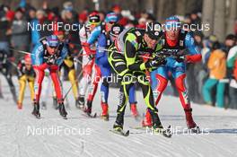 11.02.2012, Nove Mesto, Czech Republic (CZE): group, in front Maurice Manificat (FRA), Fischer, Swix, One Way, Rottefella  - FIS world cup cross-country, mass men, Nove Mesto (CZE). www.nordicfocus.com. © Hemmersbach/NordicFocus. Every downloaded picture is fee-liable.