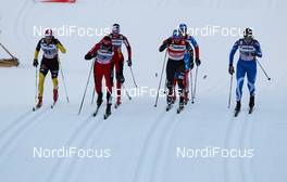 04.03.2012, Lahti, Finland (FIN):  (l-r) Nicole Fessel (GER), Rossignol, One Way, Alpina, Rottefella, Adidas, Justyna Kowalczyk (POL), Fischer, Swix, Rottefella, Kikkan Randall (USA), Fischer, Swix, Salomon and Anne Kylloenen (FIN), Fischer, Swix, Rottefella, Craft - FIS world cup cross-country, individual sprint, Lahti (FIN). www.nordicfocus.com. Â© Laiho/NordicFocus. Every downloaded picture is fee-liable.