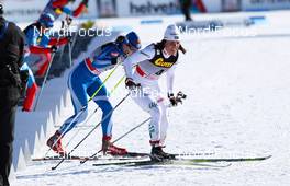03.03.2012, Lahti, Finland (FIN): Charlotte Kalla (SWE), Fischer, Swix, Salomon, Craft followed by Aino-Kaisa Saarinen (FIN), Rossignol, One Way, Alpina, Rottefella, Craft  - FIS world cup cross-country, skiathlon women, Lahti (FIN). www.nordicfocus.com. Â© Laiho/NordicFocus. Every downloaded picture is fee-liable.
