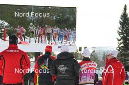 10.03.2012, Oslo, Norway (NOR): feature: spectators and video wall - FIS world cup cross-country, mass men, Oslo (NOR). www.nordicfocus.com. © Hemmersbach/NordicFocus. Every downloaded picture is fee-liable.