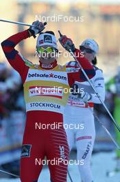 14.03.2012, Stockholm, Sweden (SWE): todays winner Marit Bjoergen (NOR), Fischer, Rottefella, Swix  - FIS world cup cross-country, individual sprint, Stockholm (SWE). www.nordicfocus.com. © Hemmersbach/NordicFocus. Every downloaded picture is fee-liable.