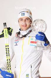 18.03.2012, Falun, Sweden (SWE): Sprint World Cup Winner 2011/2012 Teodor Peterson (SWE), Rossignol, Alpina, One Way, Craft  - FIS world cup cross-country, cups, Falun (SWE). www.nordicfocus.com. © Hemmersbach/NordicFocus. Every downloaded picture is fee-liable.