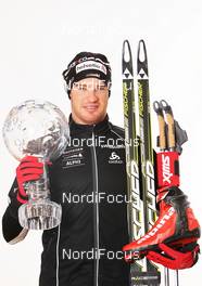 18.03.2012, Falun, Sweden (SWE): World Cup Winner 2011/2012 and Distance World Cup Winner 2011/212 Dario Cologna (SUI), Fischer, Rottefella, Alpina, Swix, Odlo - FIS world cup cross-country, cups, Falun (SWE). www.nordicfocus.com. © Hemmersbach/NordicFocus. Every downloaded picture is fee-liable.
