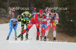 18.03.2012, Falun, Sweden (SWE): group, in front Martin Johnsrud Sundby (NOR), Fischer, Rottefella, Swix, KV+, behind right Alex Harvey (CAN), Fischer, Salomon, Swix, One Way  - FIS world cup cross-country, 15km men handicap start, Falun (SWE). www.nordicfocus.com. © Hemmersbach/NordicFocus. Every downloaded picture is fee-liable.