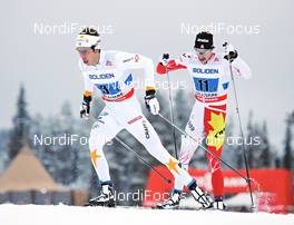 25.11.2012, Gaellivare, Sweden (SWE): l-r: Marcus Hellner (SWE), Alex Harvey (CAN) - FIS world cup cross-country, 4x7,5km men, Gaellivare (SWE). www.nordicfocus.com. © Felgenhauer/NordicFocus. Every downloaded picture is fee-liable.