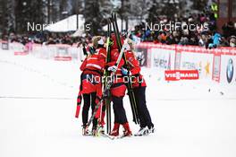 25.11.2012, Gaellivare, Sweden (SWE): norwegian team celebrates at the finish - FIS world cup cross-country, 4x5km women, Gaellivare (SWE). www.nordicfocus.com. © Felgenhauer/NordicFocus. Every downloaded picture is fee-liable.