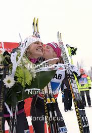 25.11.2012, Gaellivare, Sweden (SWE): l-r: Holly Brooks (USA), Jessica Diggins (USA) - FIS world cup cross-country, 4x5km women, Gaellivare (SWE). www.nordicfocus.com. © Felgenhauer/NordicFocus. Every downloaded picture is fee-liable.