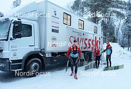 23.11.2012, Gaellivare, Sweden (SWE): suisse (SUI) technicians leave their new wax truck - FIS world cup cross-country, training, Gaellivare (SWE). www.nordicfocus.com. © Felgenhauer/NordicFocus. Every downloaded picture is fee-liable.