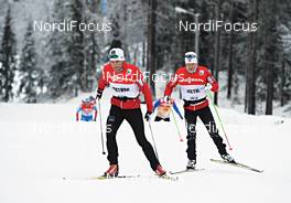 23.11.2012, Gaellivare, Sweden (SWE): (l-r): Petter Northug (NOR), Sjur Roethe (NOR) at training session - FIS world cup cross-country, training, Gaellivare (SWE). www.nordicfocus.com. © Felgenhauer/NordicFocus. Every downloaded picture is fee-liable.
