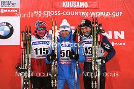 01.12.2012, Kuusamo, Finland (FIN): l-r: Petter Northug (NOR), Alexander Legkov (RUS), Maurice Manificat (FRA) - FIS world cup cross-country, 10km men, Kuusamo (FIN). www.nordicfocus.com. © Felgenhauer/NordicFocus. Every downloaded picture is fee-liable.