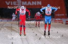 30.11.2012, Kuusamo, Finland (FIN): (l-r) Petter Northug (NOR), Fischer, Swix, Alpina, Rottefella and Nikita Kriukov (RUS), Rossignol, Swix, Rottefella, Adidas  - FIS world cup cross-country, individual sprint, Kuusamo (FIN). www.nordicfocus.com. © Laiho/NordicFocus. Every downloaded picture is fee-liable.
