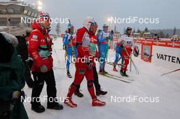 02.12.2012, Kuusamo, Finland (FIN):  Petter Northug (NOR), Fischer, Swix, Alpina, Rottefella and team coaches - FIS world cup cross-country, pursuit men, Kuusamo (FIN). www.nordicfocus.com. © Laiho/NordicFocus. Every downloaded picture is fee-liable.