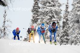 02.12.2012, Kuusamo, Finland (FIN): Sami Jauhojaervi (FIN) leads a group in to the downhill - FIS world cup cross-country, pursuit men, Kuusamo (FIN). www.nordicfocus.com. © Felgenhauer/NordicFocus. Every downloaded picture is fee-liable.
