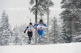 02.12.2012, Kuusamo, Finland (FIN): l-r: Kikkan Randall (USA), Krista Lahteenmaki (FIN) - FIS world cup cross-country, pursuit women, Kuusamo (FIN). www.nordicfocus.com. © Felgenhauer/NordicFocus. Every downloaded picture is fee-liable.