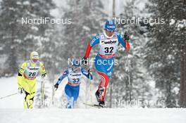 02.12.2012, Kuusamo, Finland (FIN): l-r: Barbara Jezersek (SLO), Aino-Kaisa Saarinen (FIN), Alija Iksanova (RUS) - FIS world cup cross-country, pursuit women, Kuusamo (FIN). www.nordicfocus.com. © Felgenhauer/NordicFocus. Every downloaded picture is fee-liable.
