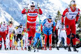 13.12.2012, Canmore, Canada (CAN): (l-r) Martin Johnsrud Sundby (NOR), Fischer, KV+, Rottefella, Swix and Chris Andre Jespersen (NOR), Rossignol, Start, Rottefella, Skigo  - FIS world cup cross-country, mass men, Canmore (CAN). www.nordicfocus.com. © Roycroft/NordicFocus. Every downloaded picture is fee-liable.